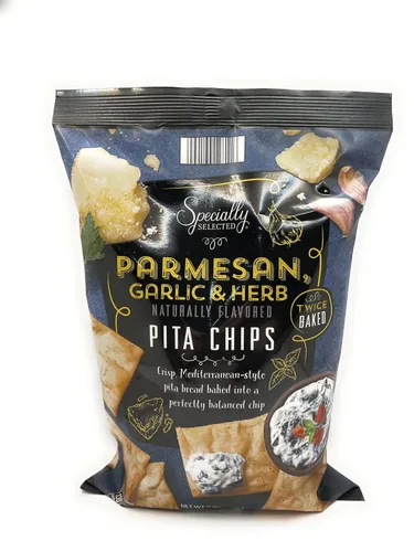 Vista 2 de Chips de pita con sabor natural a parmesano, ajo y hierbas especialmente seleccionados, 9 onzas cada uno (paquete de 2)