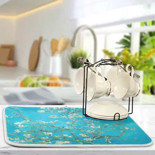 Vista 6 de Tapete grande de secado de platos para encimera de cocina, secadora absorbente, almohadilla de cocina resistente al calor, almohadilla para platos