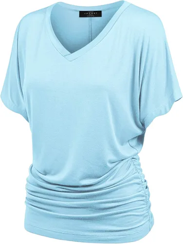 Made By Johnny Camiseta de manga corta Dolman con cuello barco y dobladillo curvado para mujer, ajuste holgado Wt1037_aqua
