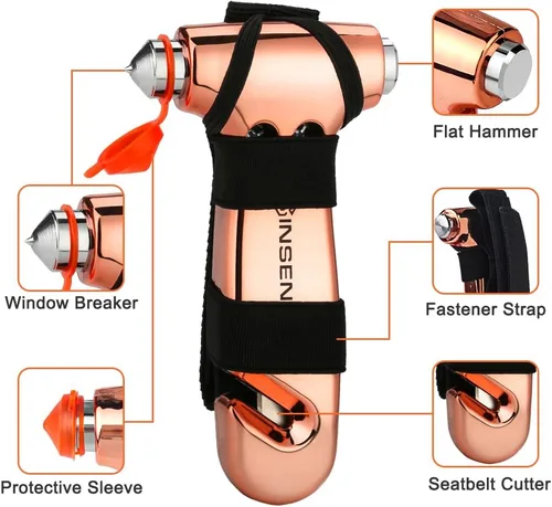 Vista 2 de SENSEN - Cortador de cinturón de seguridad para automóvil, herramienta de emergencia para romper vidrio, kit de escape de martillo de seguridad, 3
