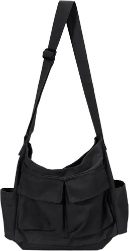 Canvas Messenger Bag Large Hobo Crossbody Bags with Multiple Pockets,School Vintage Shoulder Laptop Bag for Women and Men