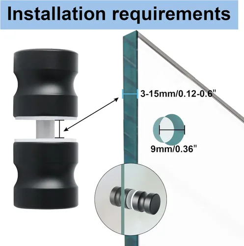 Vista 2 de Alise Manija de puerta de vidrio para ducha, perilla de puertas correderas de ducha, piezas de repuesto redondas de hardware de tracción trasera a