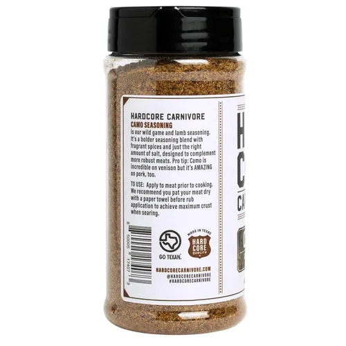 Vista 10 de Hardcore Carnivore Camo - Condimento de caza salvaje y cordero (agitador de 10.5 onzas) Bold Texas-Made Spice Blend para venado, alce, pato, cordero
