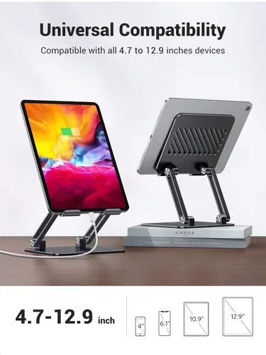 Vista 5 de UGREEN Soporte para Tableta para Escritorio con Doble Varilla de Soporte de Aluminio Ajustable Multi-Ángulo Accesorios de Oficina en Casa Compatible