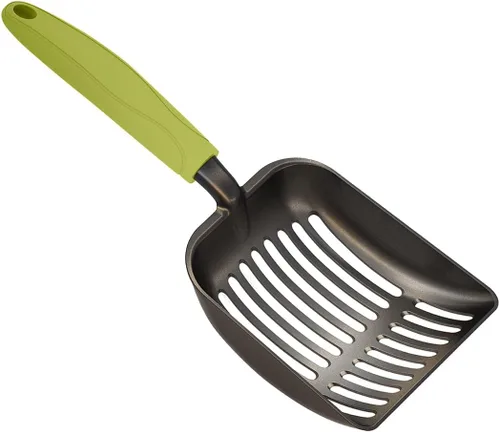 Vista 13 de WePet Cuchara de arena para gatos, tamiz de aleación de aluminio chapado antiadherente, cuchara de metal duradera para gatitos, pala profunda, mango