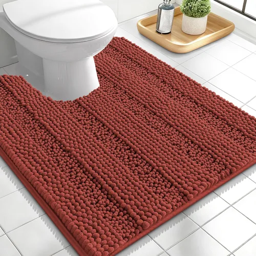 Vista 304 de OLANLY Alfombras de Baño Gruesas de 47 x 20 pulgadas, Extra Suaves Absorbentes de Chenilla a Rayas, Respaldo de Goma, Lavables y Secables a Máquina