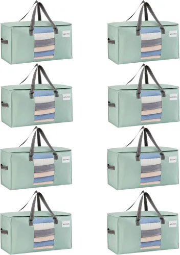 Vista 26 de VENO Paquete de 2 bolsas de mudanza resistentes, bolsas de almacenamiento de ropa y edredón con ventana transparente, suministros de embalaje