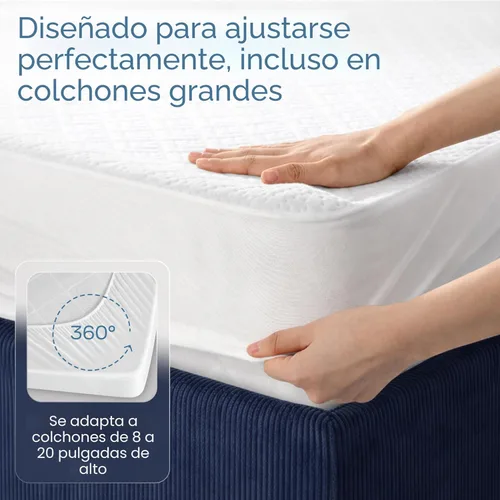 Vista 6 de Protector de colchón Queen 100% impermeable - Protección de 360 grados contra derrames, manchas y accidentes para padres y dueños de mascotas