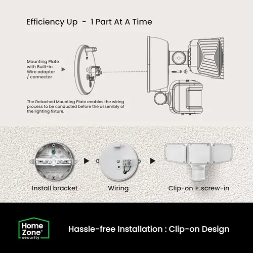 Vista 6 de Home Zone Security - Luz LED con sensor de movimiento de 3500 lúmenes, resistente a la intemperie, luz de seguridad de 5000 K con modo de atardecer