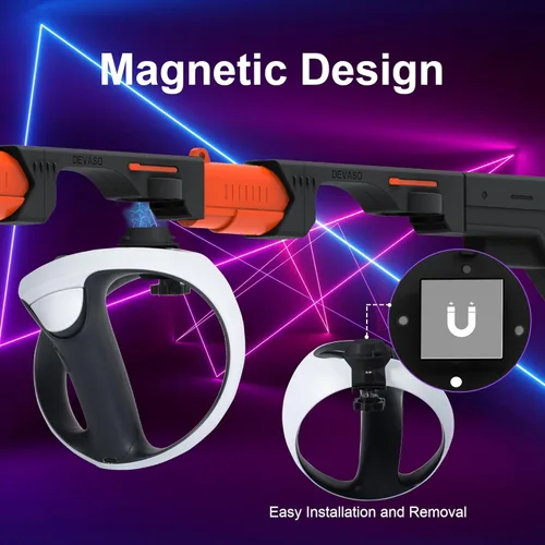 Vista 3 de DEVASO Magnetic VR Gun Stock for PSVR2, 3-in-1 Changing VR Handle Accessories for Playstation VR2, Handle Attachment with Shoulder Straps for