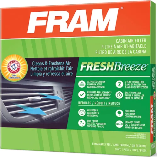 Fram Fresh Breeze - Filtro de aire de cabina con bicarbonato de sodio Arm & Hammer, CF10709 para vehículos Hyundai y Kia seleccionados, blanco