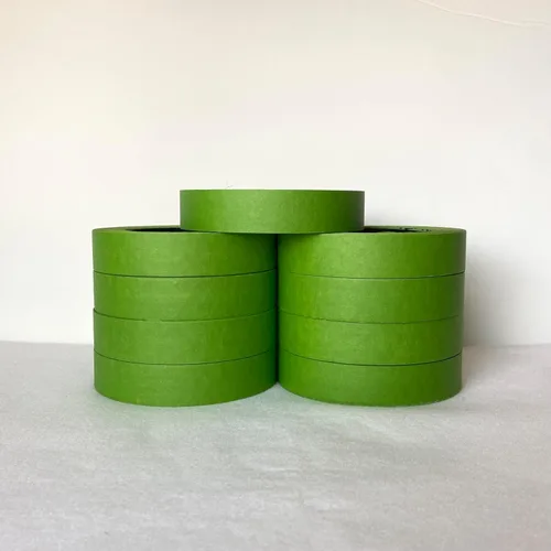 Vista 6 de Cinta de pintor verde, 48 rollos de cinta adhesiva de 1 pulgada x 60 yardas para pintar, recortar, paredes, zócalos y bordes, cinta para pintores