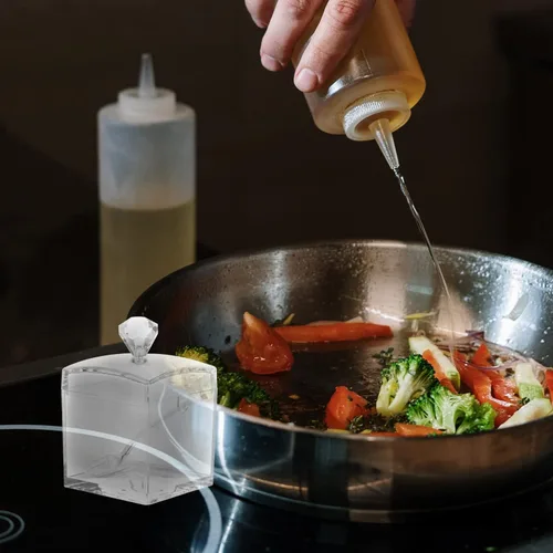 Vista 5 de Hemoton Tarros de cruet - Azucarero cuadrado con tapa y cuchara transparente para dulces, caja de condimentos transparente, olla de sal