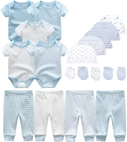 Kiddiezoom Conjunto de ropa de regalo unisex para bebé, 19 piezas, para bebé recién nacido