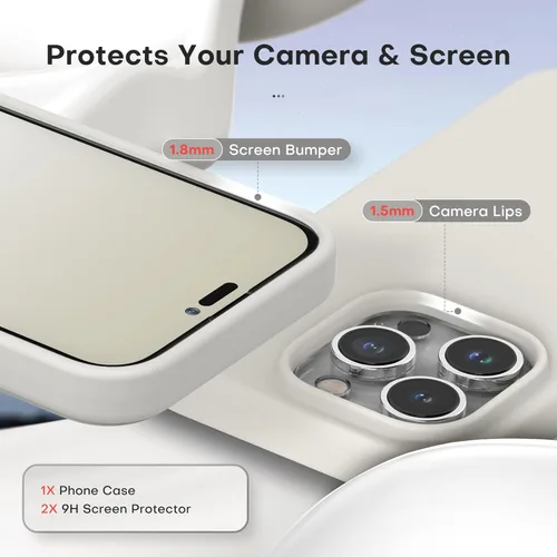 Vista 27 de TOCOL Funda 5 en 1 para iPhone 13, con 2 protectores de pantalla + 2 protectores de lente de cámara, funda de silicona líquida para iPhone 13, verde