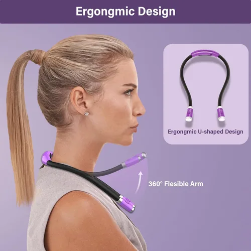 Vista 4 de Vekkia - Luz de lectura recargable para el cuello LED, luces de libro para leer en la cama, 3 niveles de brillo, brazos flexibles de silicona suave