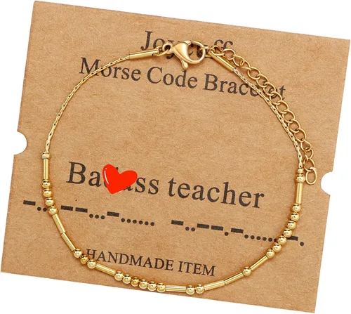 JoycuFF Pulseras inspiradoras de código morse para mujeres, cuentas de plata, joyería con mantra de motivación, regalos para ella