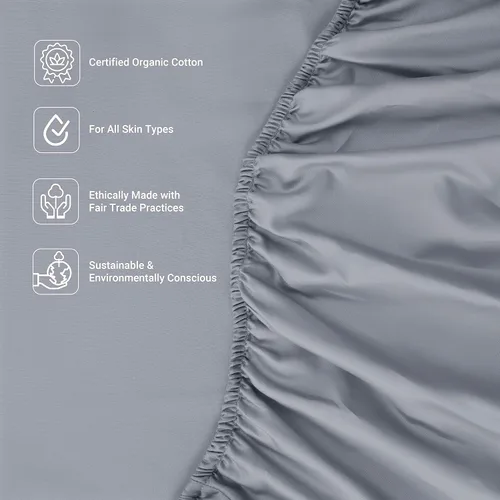 Vista 3 de Fabdreams - Juego de sábanas de algodón 100% orgánico, tejido de percal, 4 piezas, 300 hilos, certificado GOTS, transpirable, fresco, acabado