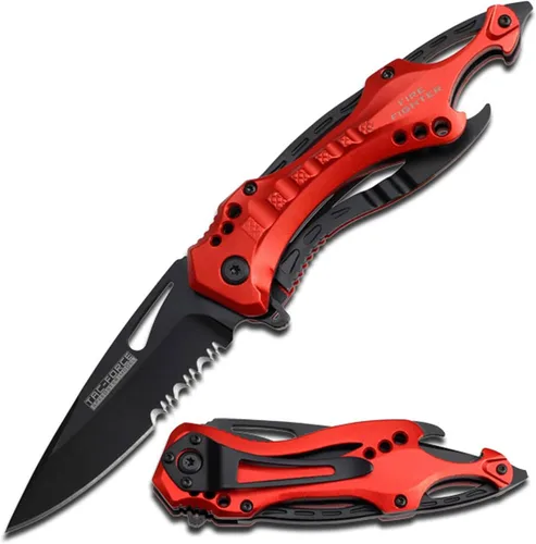 Vista 20 de Tac Force Serie TF-705, cuchillo plegable táctico, apertura asistida, hoja semidentada, 4-1/2 pulgadas cerrado, negro