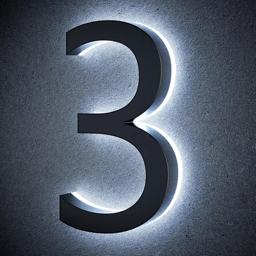 Vista 22 de Números de casa retroiluminados de 5 pulgadas para exteriores, acero inoxidable, número de dirección de casa iluminado con LED, letreros