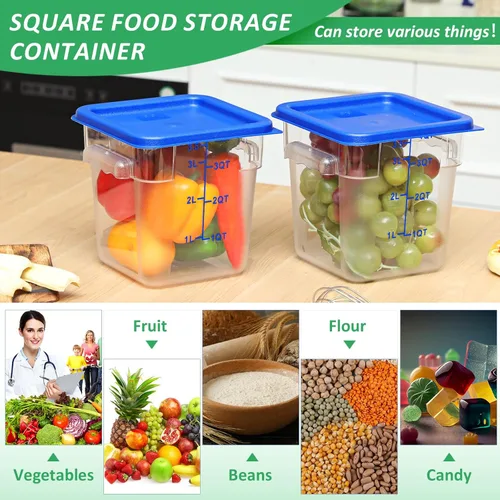 Vista 6 de Yungyan 6 recipientes comerciales transparentes para almacenamiento de alimentos, 4 cuartos de galón, cuadrados acrílicos, herméticos, con tapas