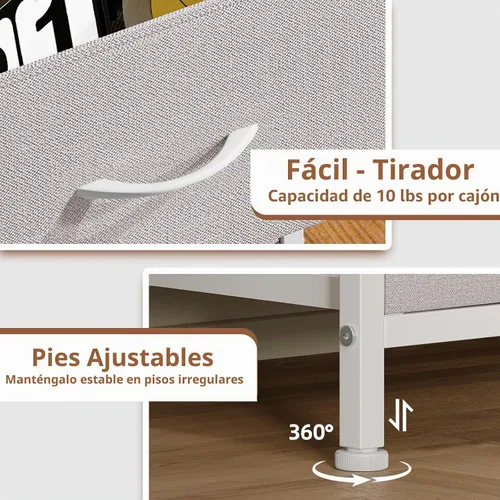 Vista 7 de Somdot - Cómoda para dormitorio con 3 cajones, organizador de almacenamiento con cajones de tela con contenedores de tela removibles para armario