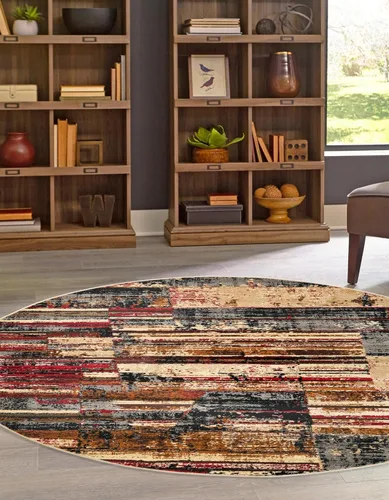 Vista 9 de Unique Loom Saturn Collection - Alfombra de área Vue (Runner 2 pies 2 pulgadas x 5 pies 0 pulgadas, multi/beige)