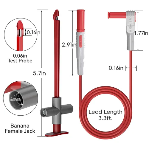 Vista 2 de Goupchn 2 cables de prueba de multímetro, enchufe de plátano de 0.157 in macho a macho con sondas de punción Herramienta de clip de prueba