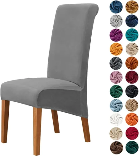 Vista 17 de Lukery Juego de 2 fundas elásticas para sillas de cocina de terciopelo grueso, fundas protectoras lavables para sillas de comedor, restaurantes