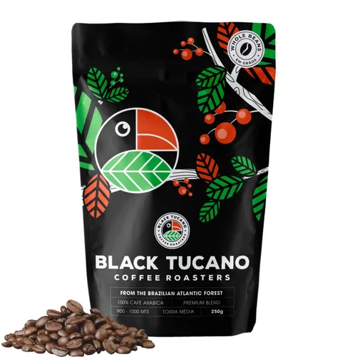 Black Tucano Specialty Coffee - Café brasileño de grano entero tostado medio - Grano entero de mezcla premium - 8.8 onzas 8.82 oz