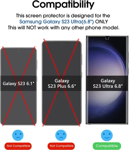 Vista 2 de amFilm Protector de pantalla 2+2 compatible con Samsung Galaxy S23 Ultra templado y protector de lente de cámara 5G de 6.8 pulgadas, compatible
