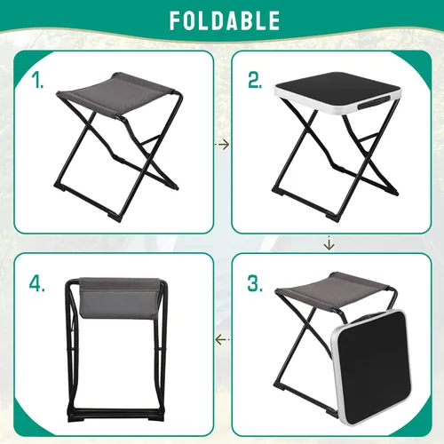Vista 7 de Sunnyfeel Mesa de camping plegable 3 en 1 y taburete, reposapiés, ligera hasta 300 LBS, fácil de transportar, taburete de campamento portátil
