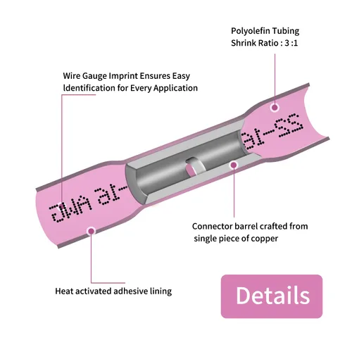 Vista 10 de Conectores a tope termorretráctiles de 12-10 AWG, 50 unidades, amarillos, impermeables, conectores de cable eléctrico, empalme, terminales