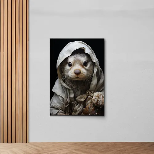 Fox Mother Cub Print, In The Style Of Stencil,Based, Ivory, Kids Wall Art, Kids Wall Art Display, Mom And Baby Animal Art Print, Canvas, Wall Decor