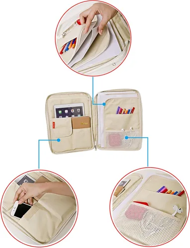 Vista 5 de Documento A4 Bolsa Estuche Impermeable Organizador Portafolio Oficina Viaje Cremallera Multi-Función Bolsa