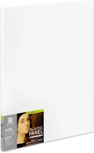 Vista 50 de Panel de pintura de artista de madera con gesso de Ampersand Art Supply: Liso con imprimación, 4" x 4", perfil acunado de 1-1/2