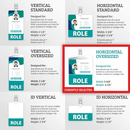 Vista 2 de Personalizado Badge Buddy – en color azul cobalto – horizontal de gran tamaño – Tarjeta de respaldo de doble cara – Duradera y resistente al agua