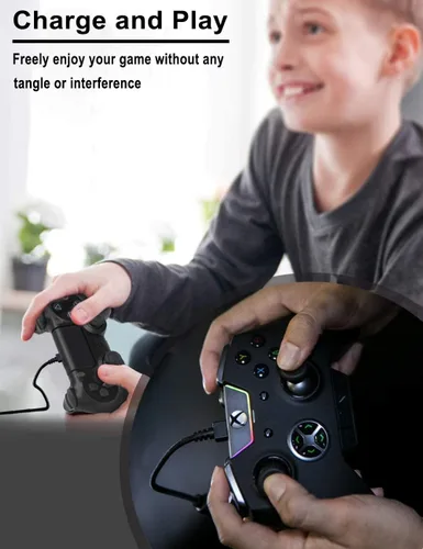 Vista 8 de Magnetic Ring Controller Charging Cable Compatible with PS4 Xbox One SX Controller - 2Pack 10ft