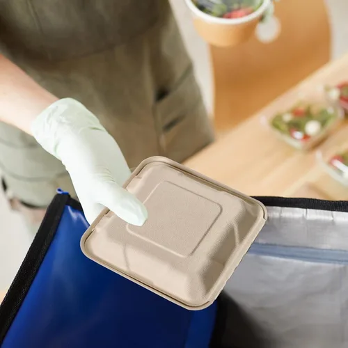 Vista 7 de ECOLipak Paquete de 300 recipientes con forma de ostra para llevar, 100% compostables y desechables, recipientes para llevar comida de 20,3 x 20,3 3