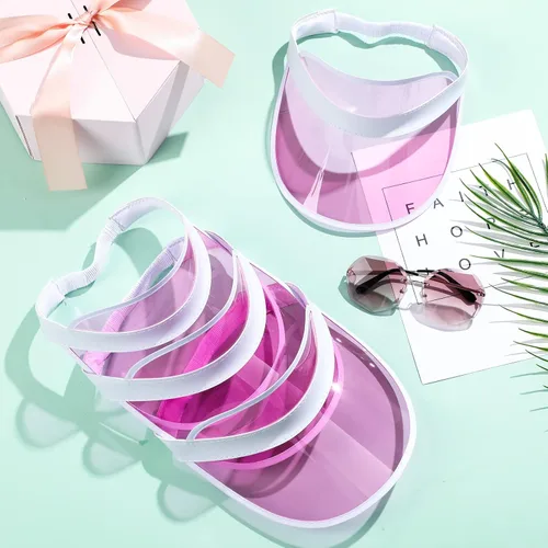 Vista 4 de Jeyiour 12 piezas de visera transparente de PVC, visera de protección UV, visera de póquer, visera transparente para playa, golf, visera turística