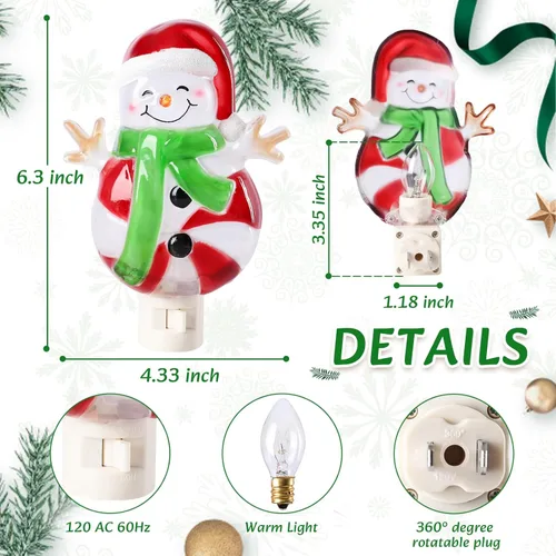 Vista 2 de MUMTOP Luces nocturnas de Navidad que se enchufan a la pared, luz nocturna de muñeco de nieve para decoración navideña de dormitorio o baño