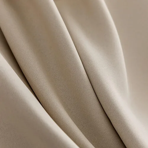 Vista 5 de Cortinas opacas de doble capa para dormitorio, cortina de ventana con ganchos, cortinas bordadas transparentes de tul para sala de estar Beige