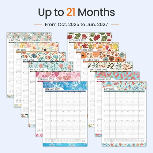Vista 4 de SUNEE Calendario de pared 2026 grande de 22.75 x 15.5 pulgadas, calendario de 21 meses (finaliza en junio de 2027), vertical extragrande