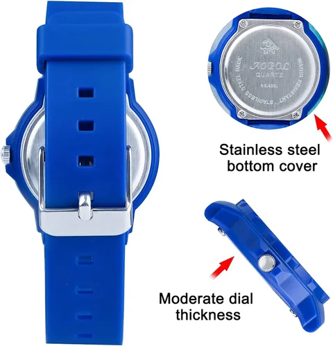 Vista 4 de Reloj analógico para niños, resistente al agua, para enseñar el tiempo, para niños y niñas, correa suave para aprender