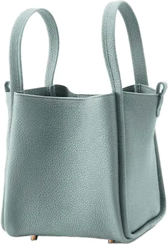Vista 9 de Bolso de Lujo de Diseño Clásico para Mujer, Bolso de Mano de Cuero Suave, Bolso de Moda Multifuncional Tipo Cubo, Elegante Bolso de Mano