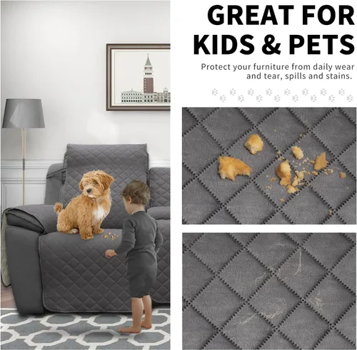 Vista 3 de Easy-Going - Funda reclinable con consola, funda de sofá reversible para sala de estar, funda de sofá dividida para cada asiento con correas