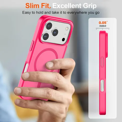 Vista 815 de SUPFINE - Funda magnética para iPhone 13 Pro Max (compatible con MagSafe), (protección contra caídas de grado militar de 10 pies), delgada, Negro