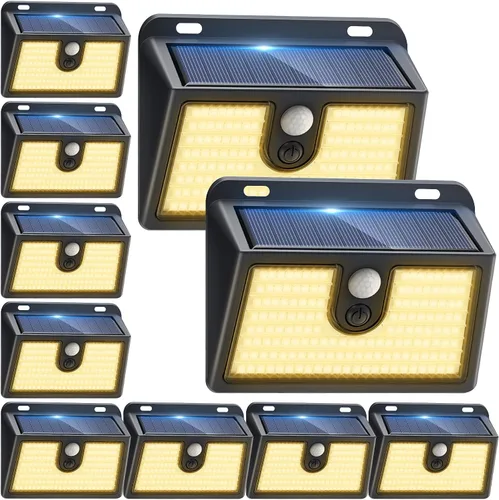 Vista 12 de 2 paquetes de luces solares con sensor de movimiento para exteriores, luces solares súper brillantes impermeables para exteriores, 3 modos