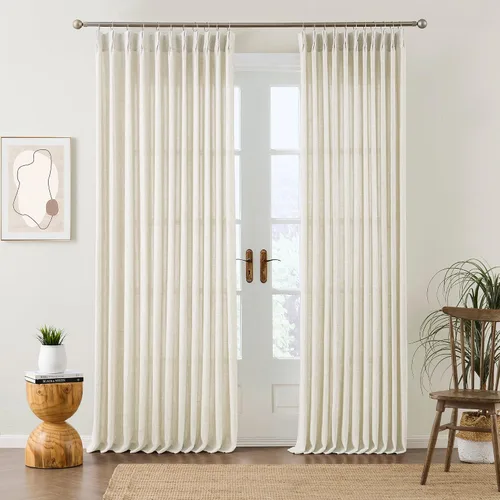 Vista 11 de RAIN CITY - Juego de 2 cortinas de 45 pulgadas de largo con plisado con pellizco, cortinas semitraslúcidas para dormitorio, cuarto de bebé