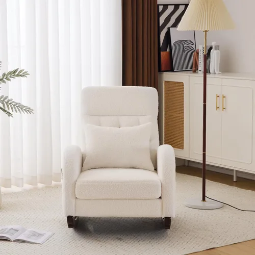 Vista 7 de VINGLI Teddy - Mecedora de forro polar para asiento bajo, silla tapizada para cuarto de bebé, con bolsillos laterales, sillón decorativo